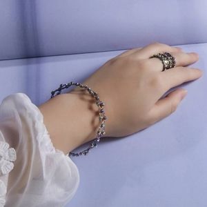 New Rhinestone Crown Ring to Bracelet Set of 2 Golden Twilight and Silvery Sheen